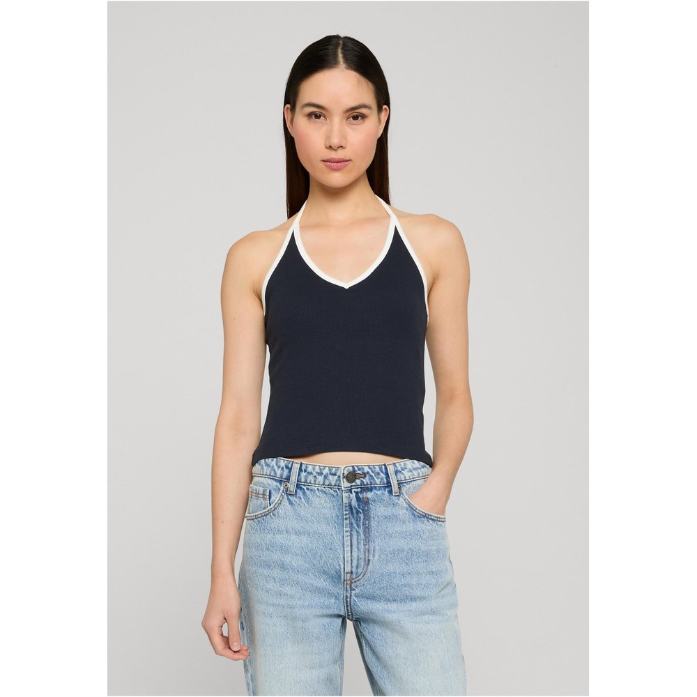 Urban Classics - Contrast Piping Neckholder Mouwloze top - Donkerblauw